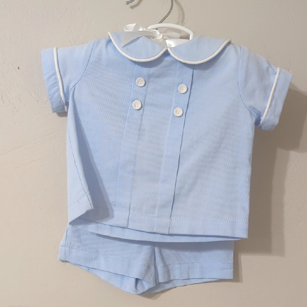 Light Blue Double-Breasted Baby Outfit